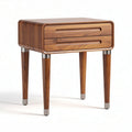Walnut wood nightstand with two drawers and metallic legs 40 x 40 x 50cm