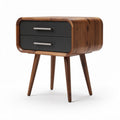 Wooden nightstand with two drawers and a black front panel 60 x 40 x 50cm