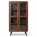 Wooden display cabinet with glass doors and adjustable shelves 90 x 45 x 180cm
