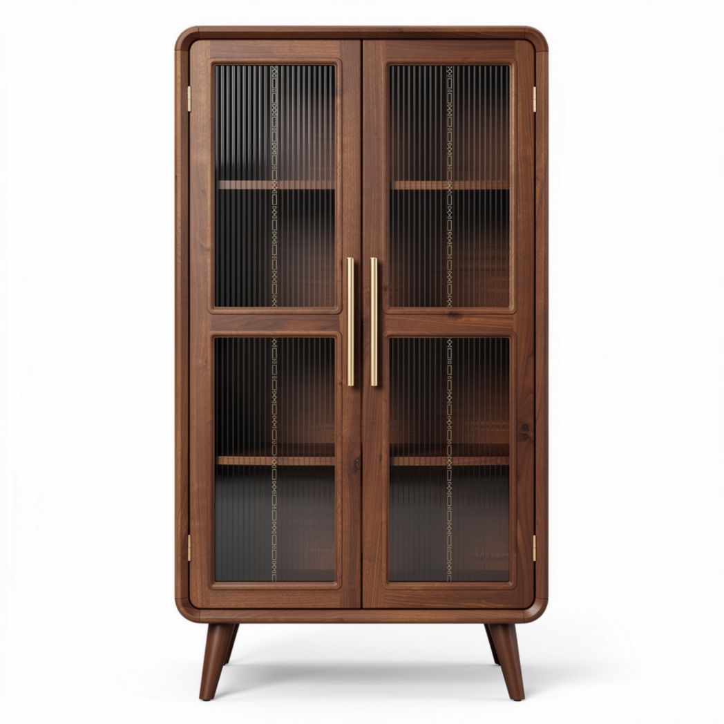 Wooden display cabinet with glass doors and adjustable shelves 90 x 45 x 180cm