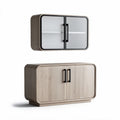 Sleek wooden sideboard with glass doors and modern design 120 x 40 x 80cm