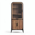 Wooden and metal display cabinet with glass doors 120 x 50 x 180cm