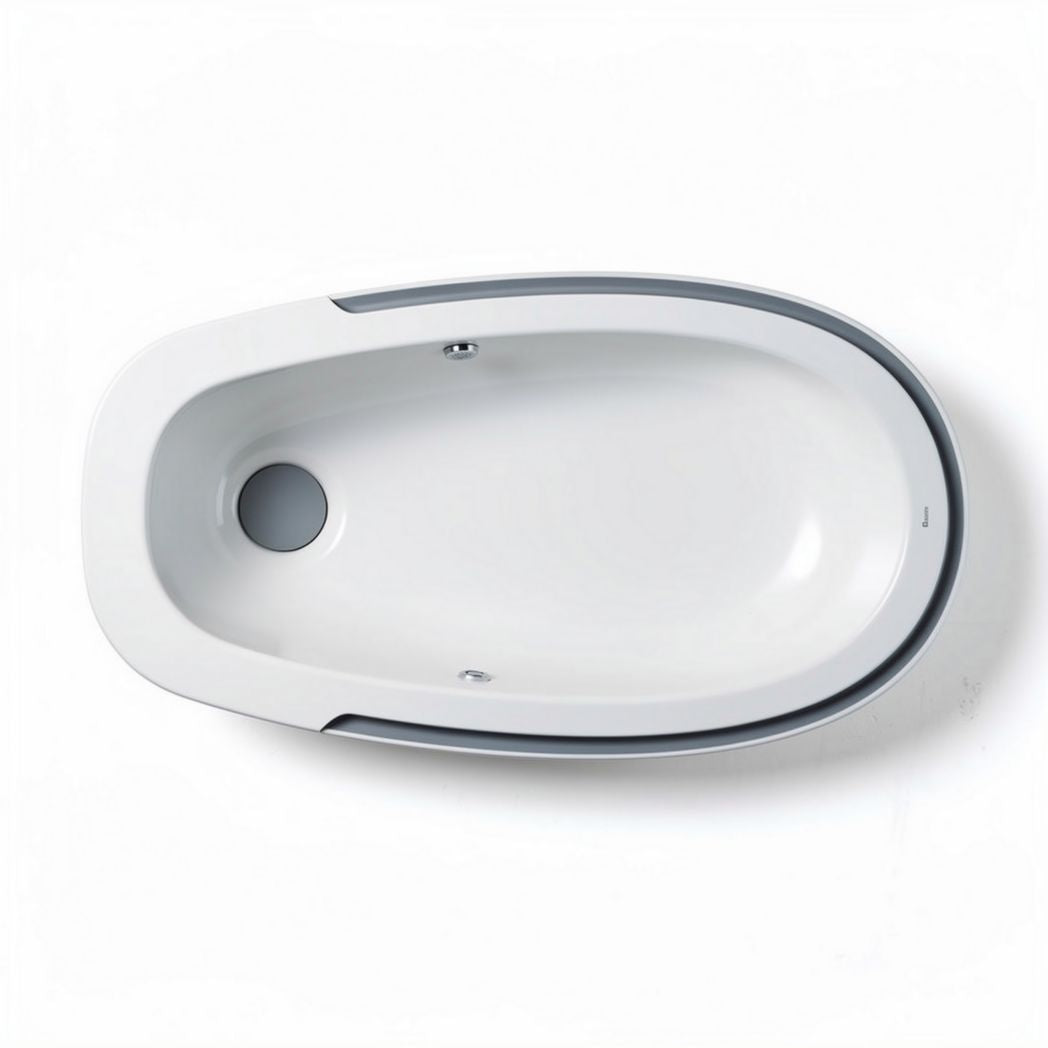 Oval acrylic bathtub with integrated drain and contemporary design 150 x 75 x 50cm