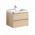 Bathroom vanity cabinet with ceramic sink in natural wood finish 80 x 50 x 40cm