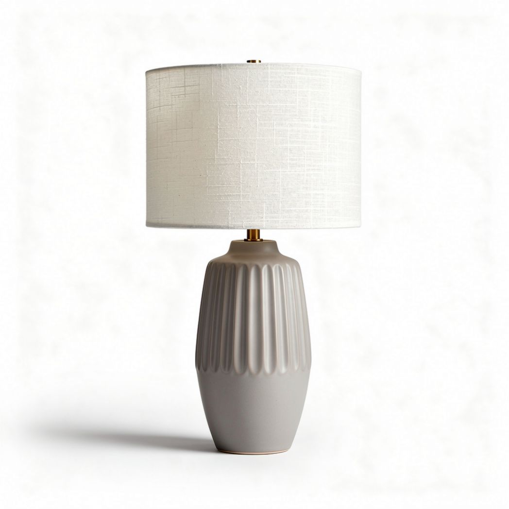 Ceramic table lamp with fabric shade in gray 30 x 30 x 50cm