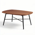 Wooden coffee table with rounded edges and black metal legs 120 x 60 x 45cm